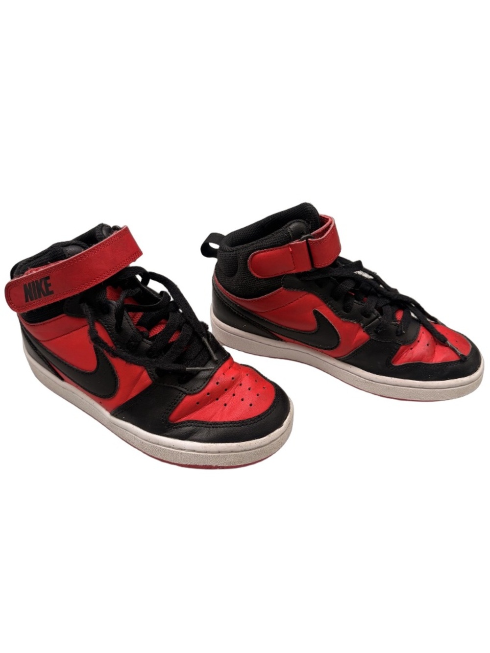 Nike Court Borough Mid 2 High Top Sneaker CD7782-602 4Y Red Black White Used